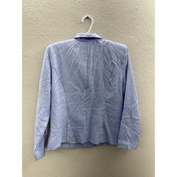 Womens Sag Harbor Blazer Size 10 Petite Blue Button Up Long Sleeve Collared - Picture 9 of 13